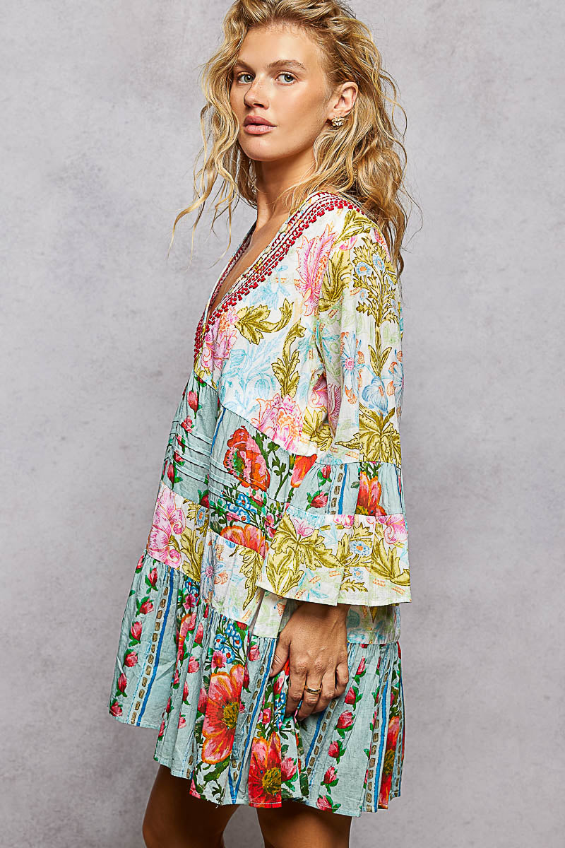 mini boho floral embroidery dress POL Jade Multi and perfect for vacations France Style – Cottagecore Color:Silk Faille Navy caravelle womens watch