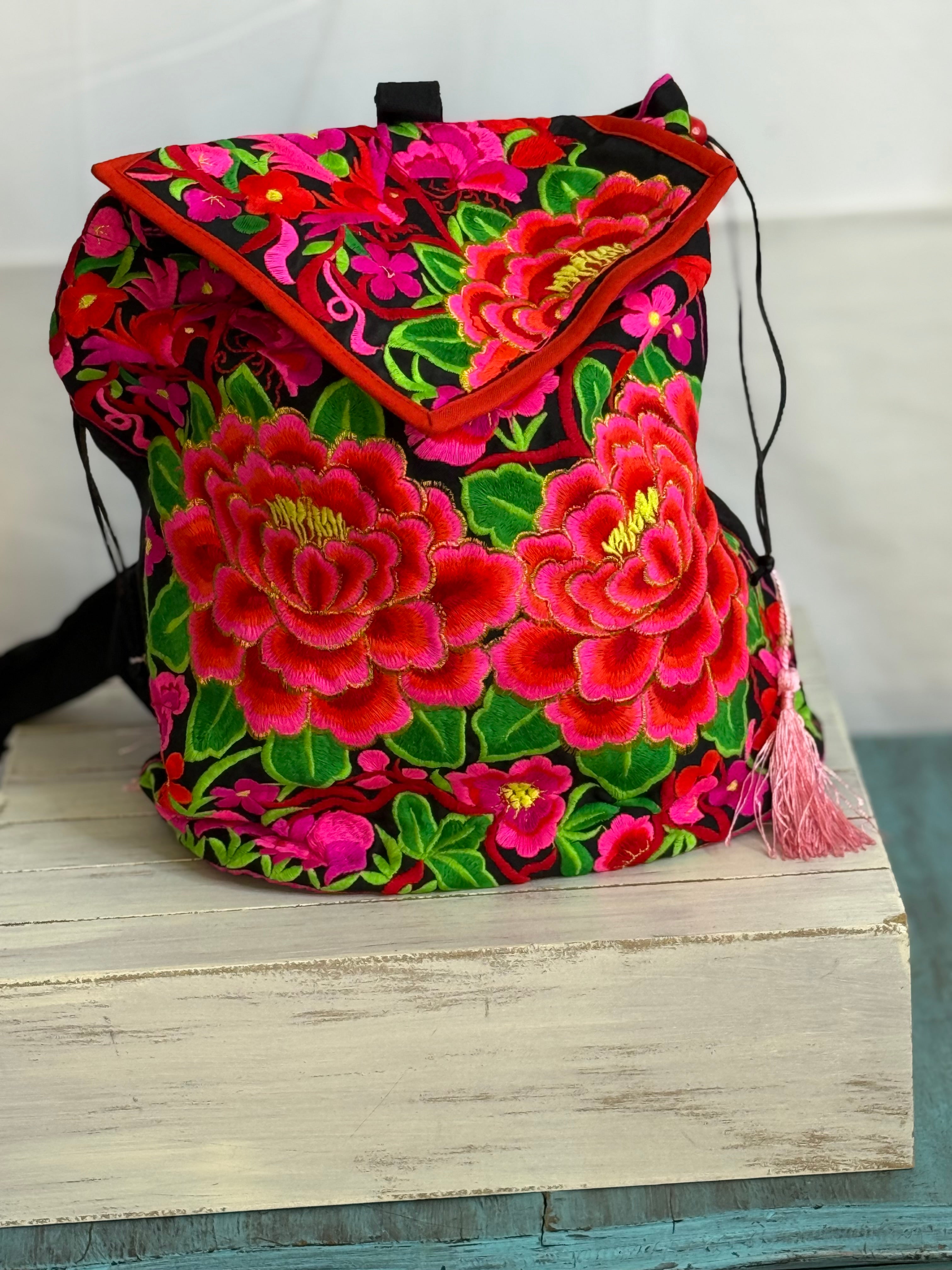 Floral Embroidered Backpack new Bag For Love - Floral Embroidery School Bag - Women  main image 4