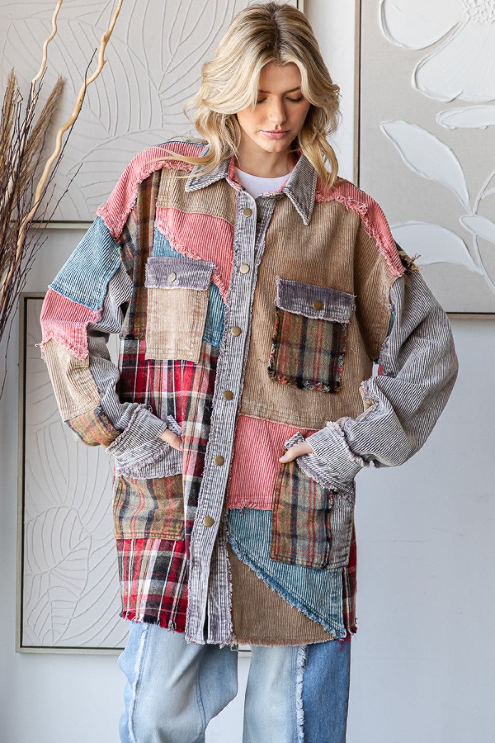 Corduroy patchwork denim jacket best sale