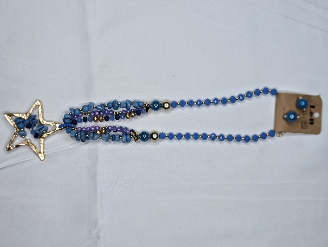 Blue+Gold star neck set
