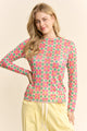 Davi & Dani Vintage Inspired Long-Sleeve Mesh Top