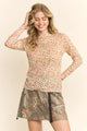 Davi & Dani Multicolor Polka Dot Mesh Long Sleeve Top