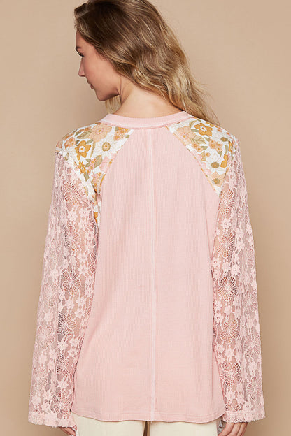 POL Thermal Lace long Sleeve Top