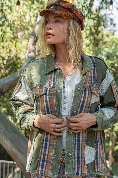 POL OLIVE MULTI BUTTON UP JACKET