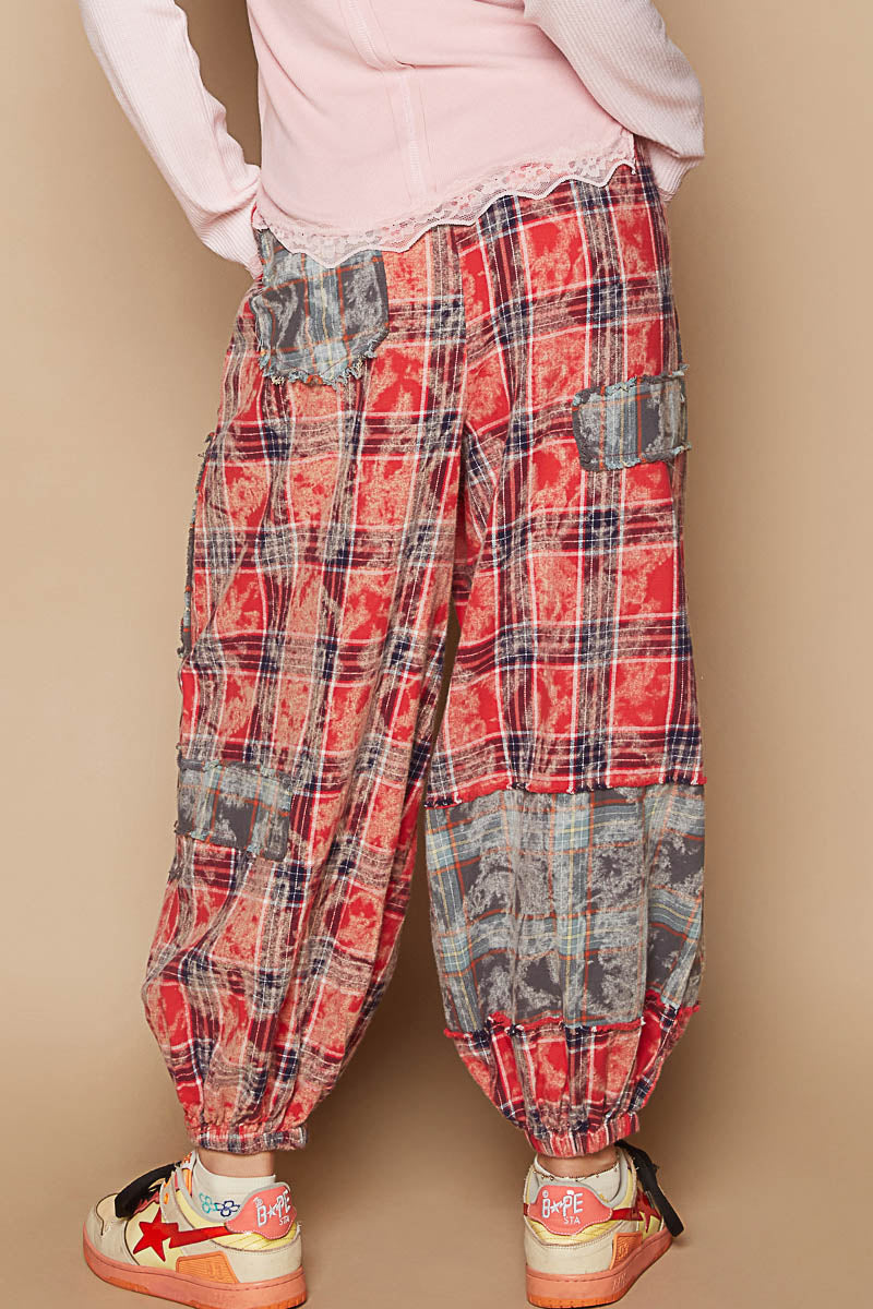 POL Red Multi Plaid Joggers