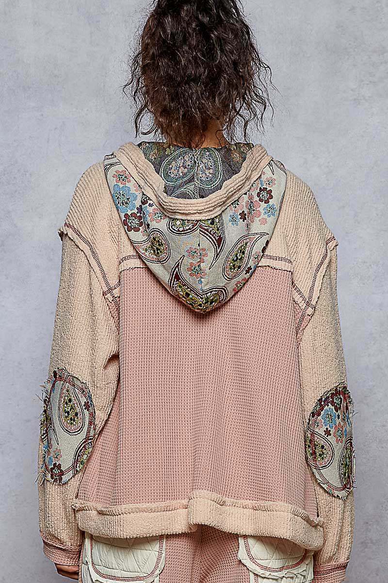 Pol Floral Rose Pink Hooded Jacket