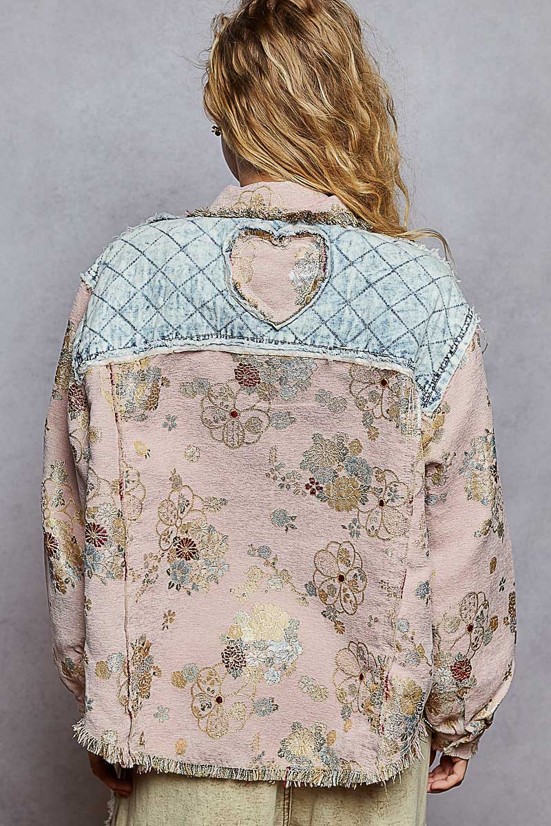 POL Vintage Floral Quilted Bomber