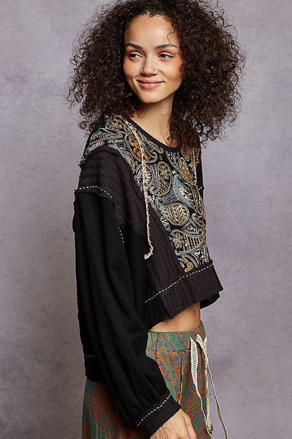 POL Cropped Thermal Hoodie Top