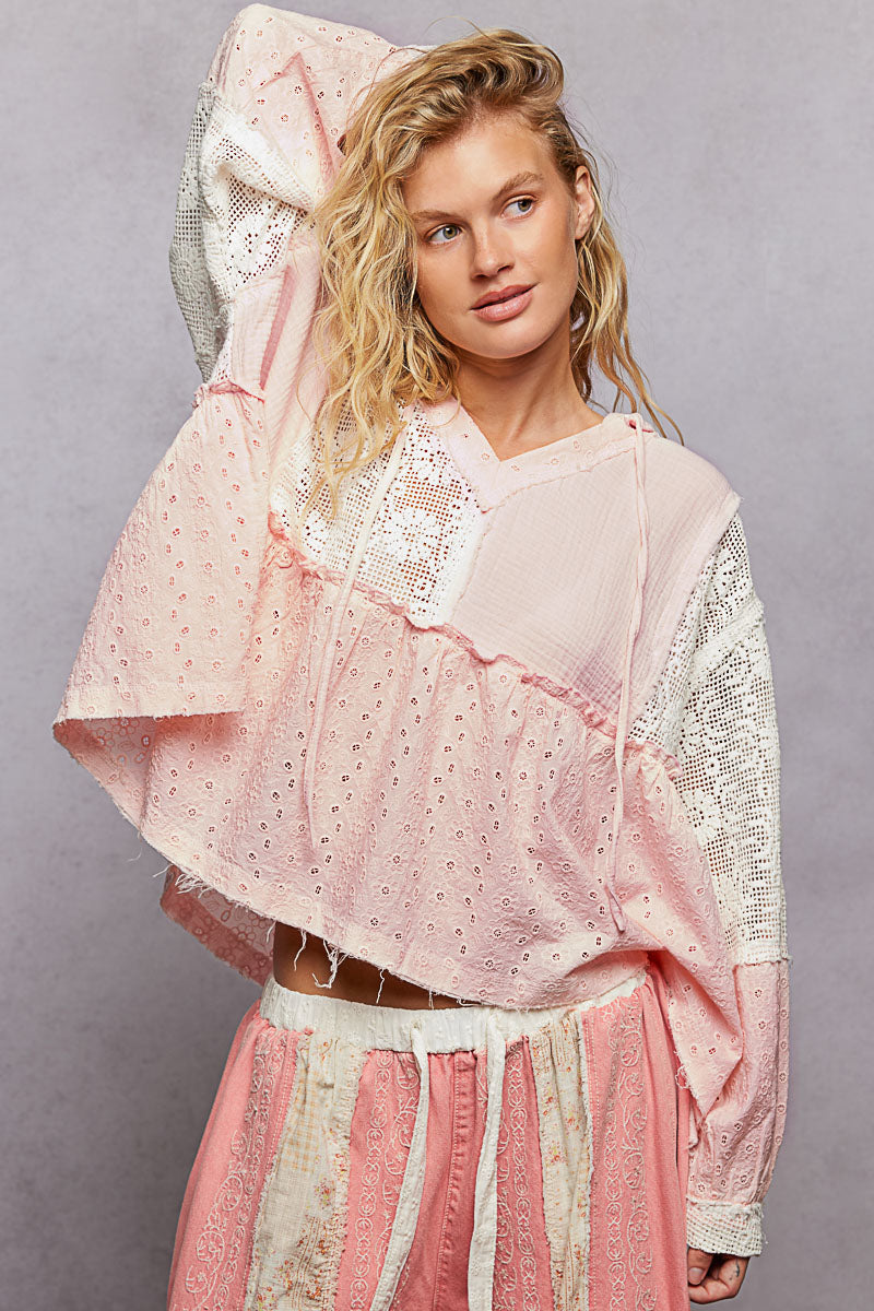 POL Balloon Sleeve  Hoodie Top