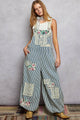 Pre Order POL Overalls Striped Denim - front view