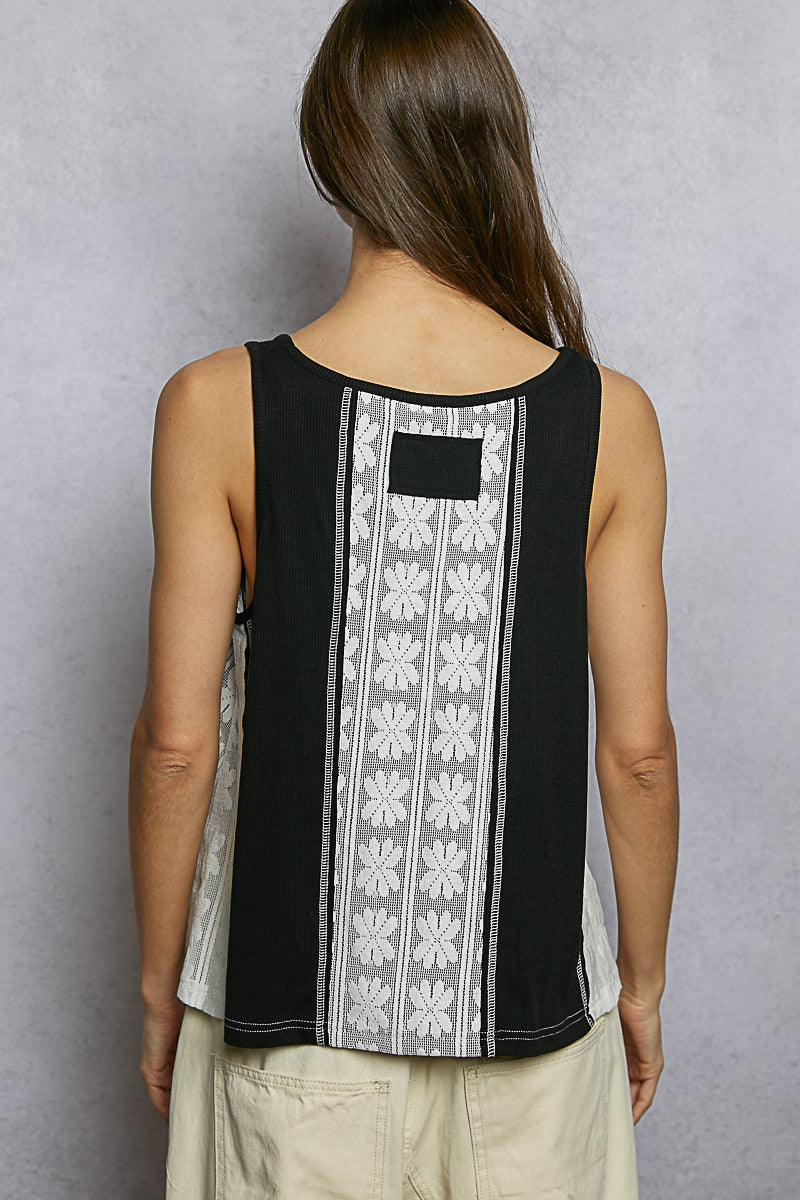 POL Black Crochet lace Tank