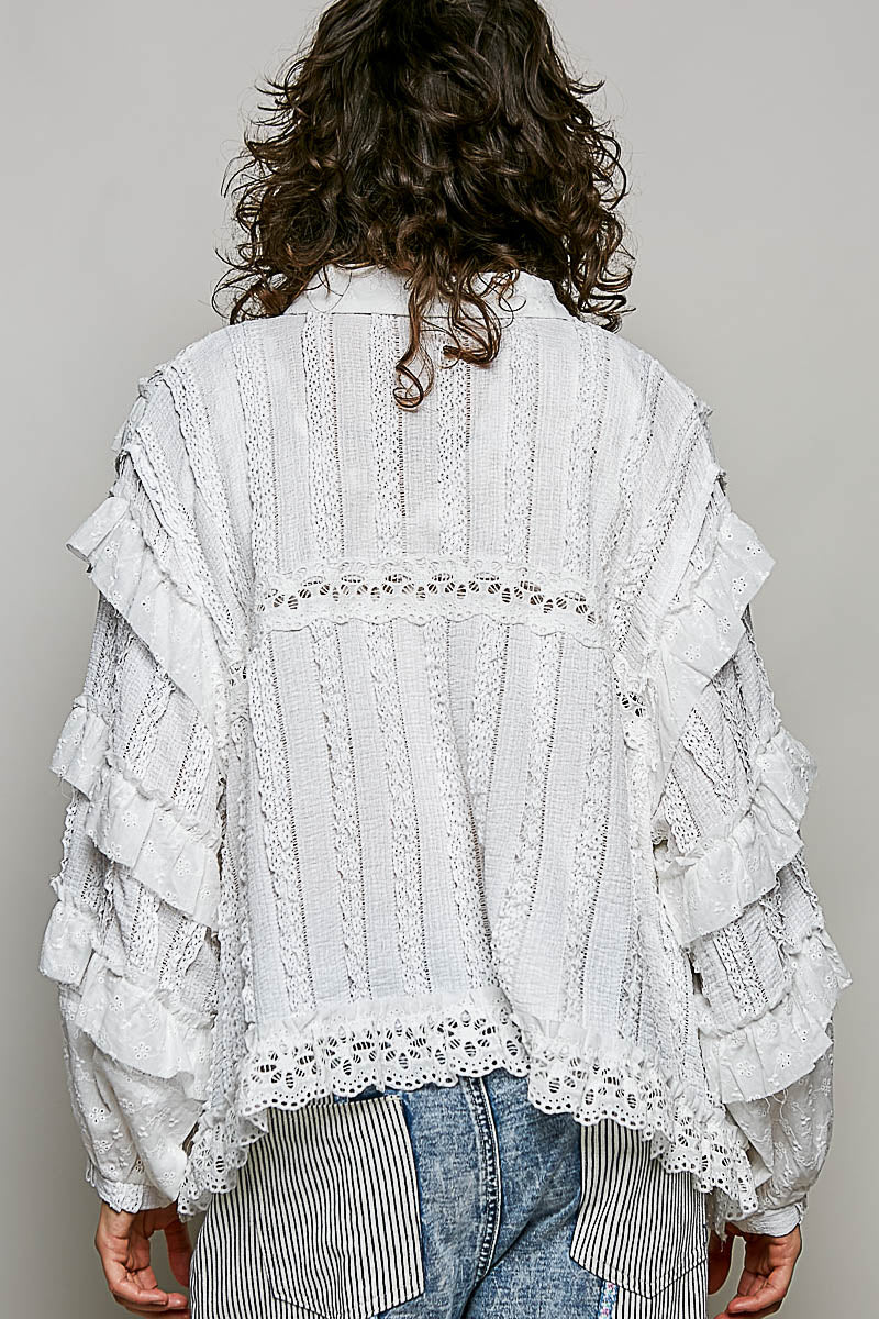 POL Off White Zip Up Top