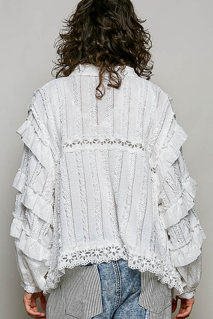 POL Off White Zip Up Top
