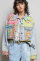POL Plaid Spell Denim Jacket
