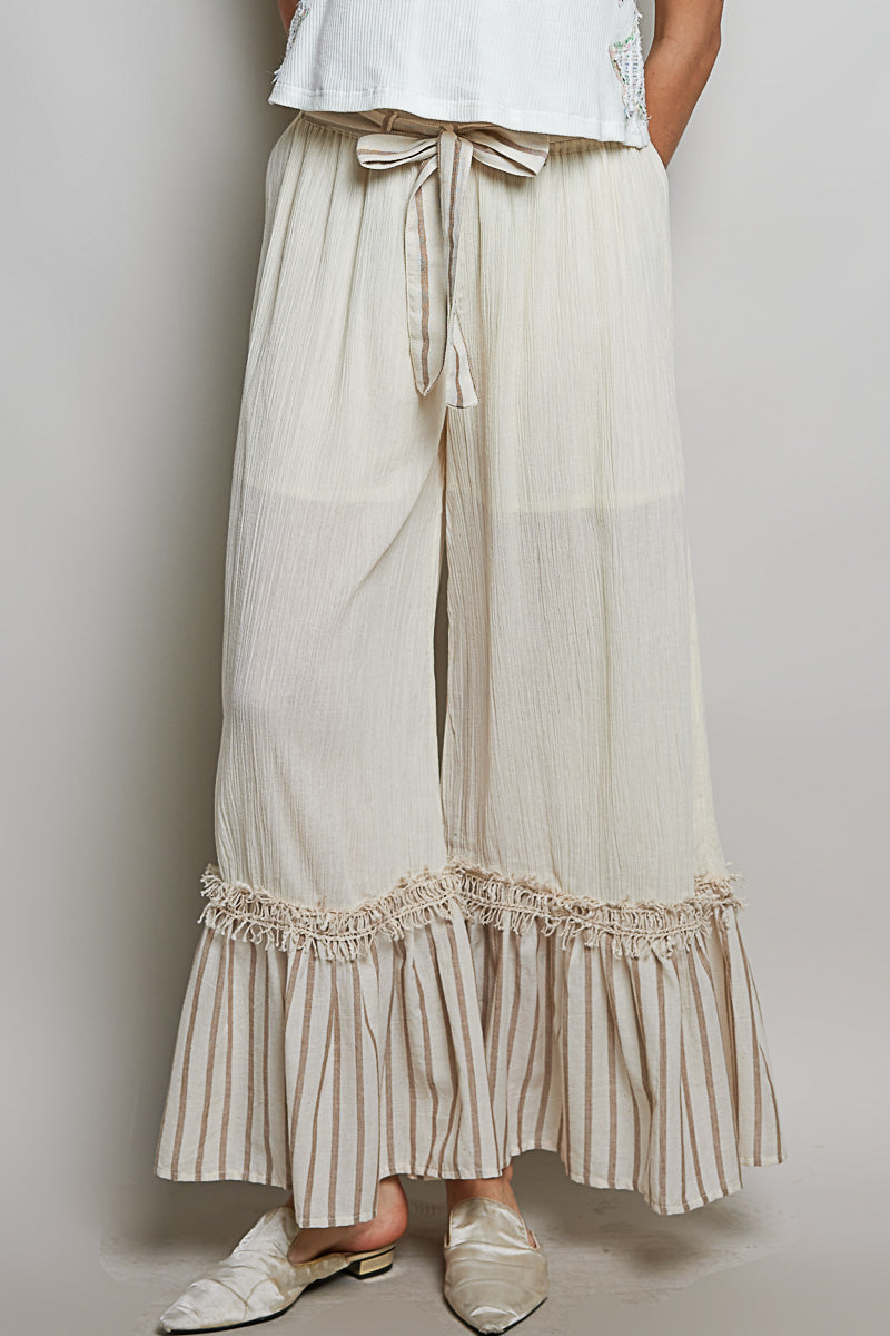POL Natural Woven Wide-Leg Pants
