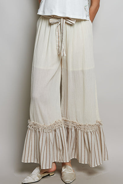 POL Natural Woven Wide-Leg Pants