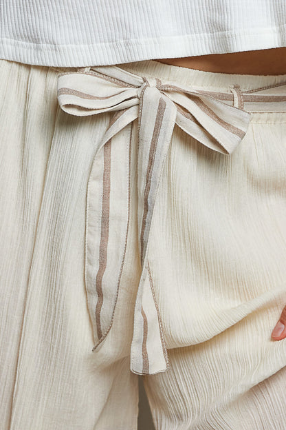 POL Natural Woven Wide-Leg Pants