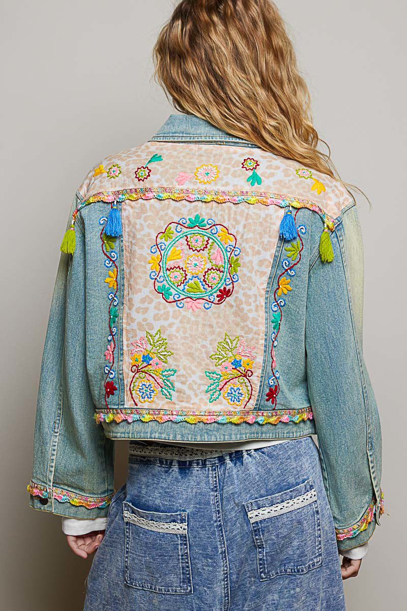 POL Denim Hand Embroidered Jacket