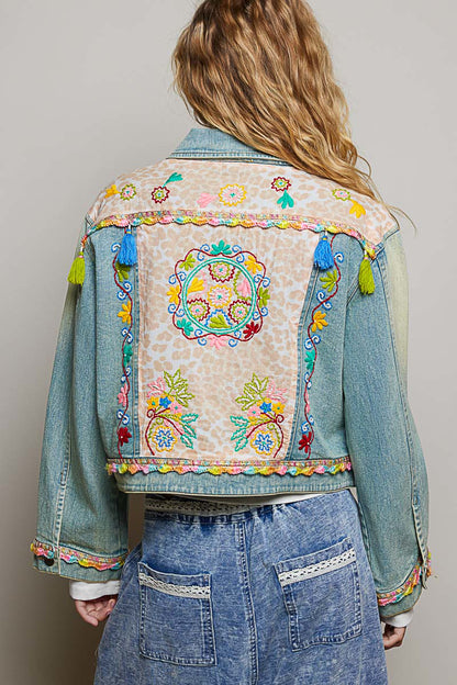 POL Denim Hand Embroidered Jacket
