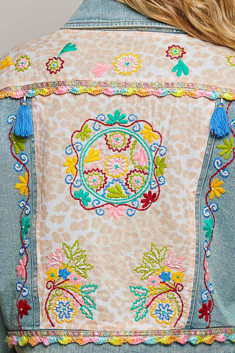 POL Denim Hand Embroidered Jacket
