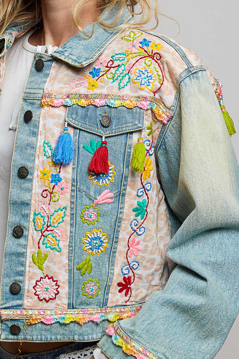 POL Denim Hand Embroidered Jacket