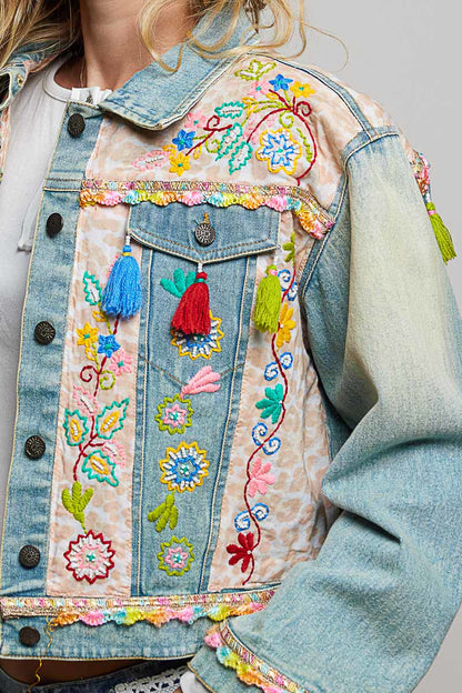 POL Denim Hand Embroidered Jacket