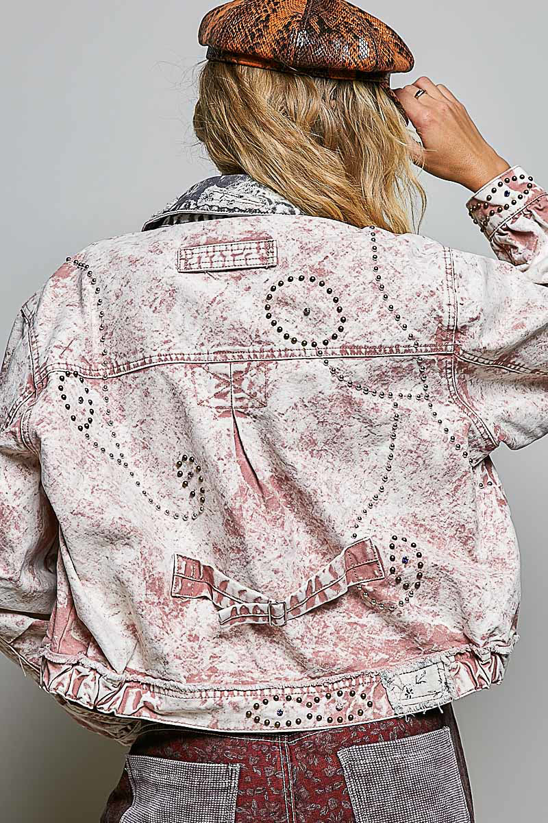 POL Floral Stud Woven Work Jacket