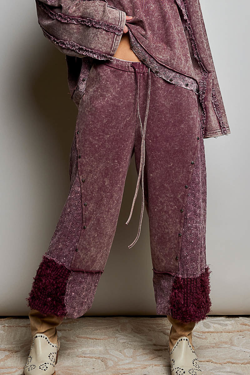 Vintage Patched Joggers – Black or Burgundy
