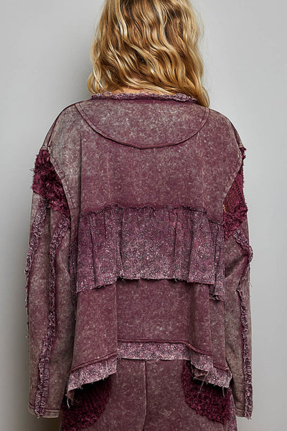 POL Vintage-washed pullover top