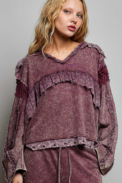 POL Vintage-washed pullover top