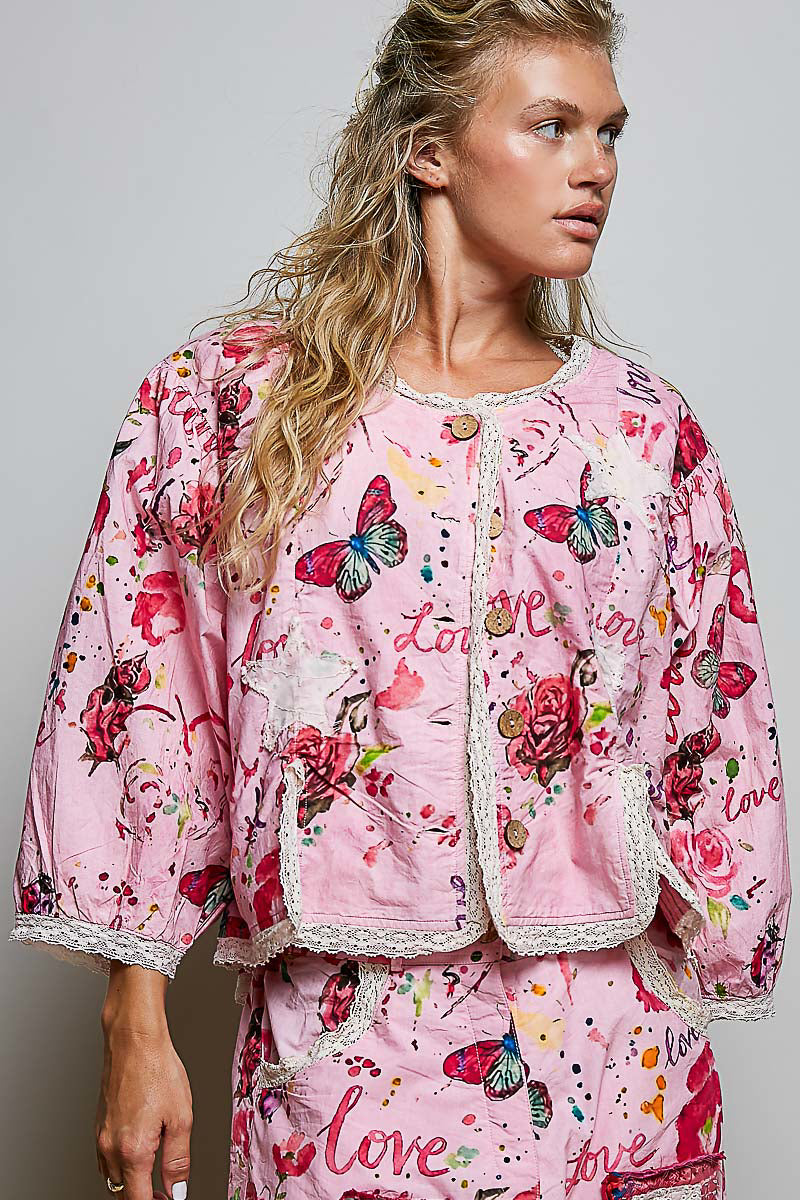 Pre Order POL Lightweight Multi Jacket Pink - detail view
