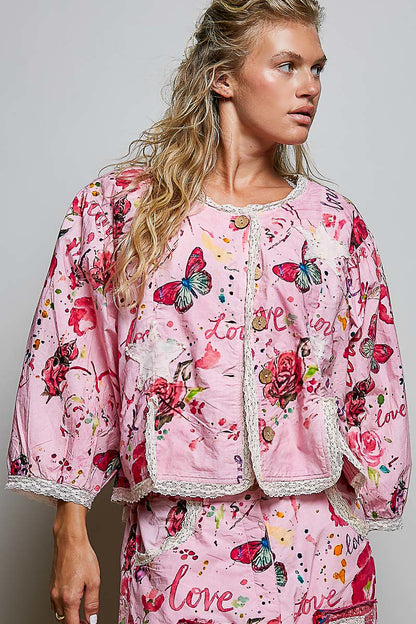 Pre Order POL Lightweight Multi Jacket Pink - detail view
