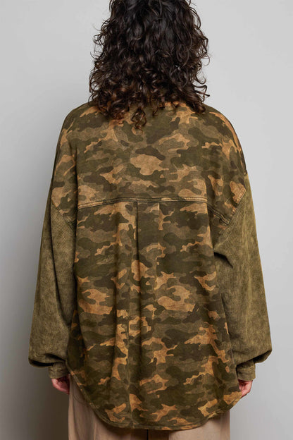 POL SMT2899A - Camo Mixed Media Jacket, back