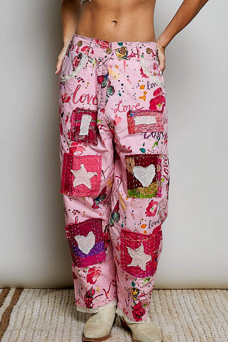 POL Straight Ankle Pants with Lace Trim