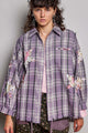POL Purple Plaid Star Patch Shirt