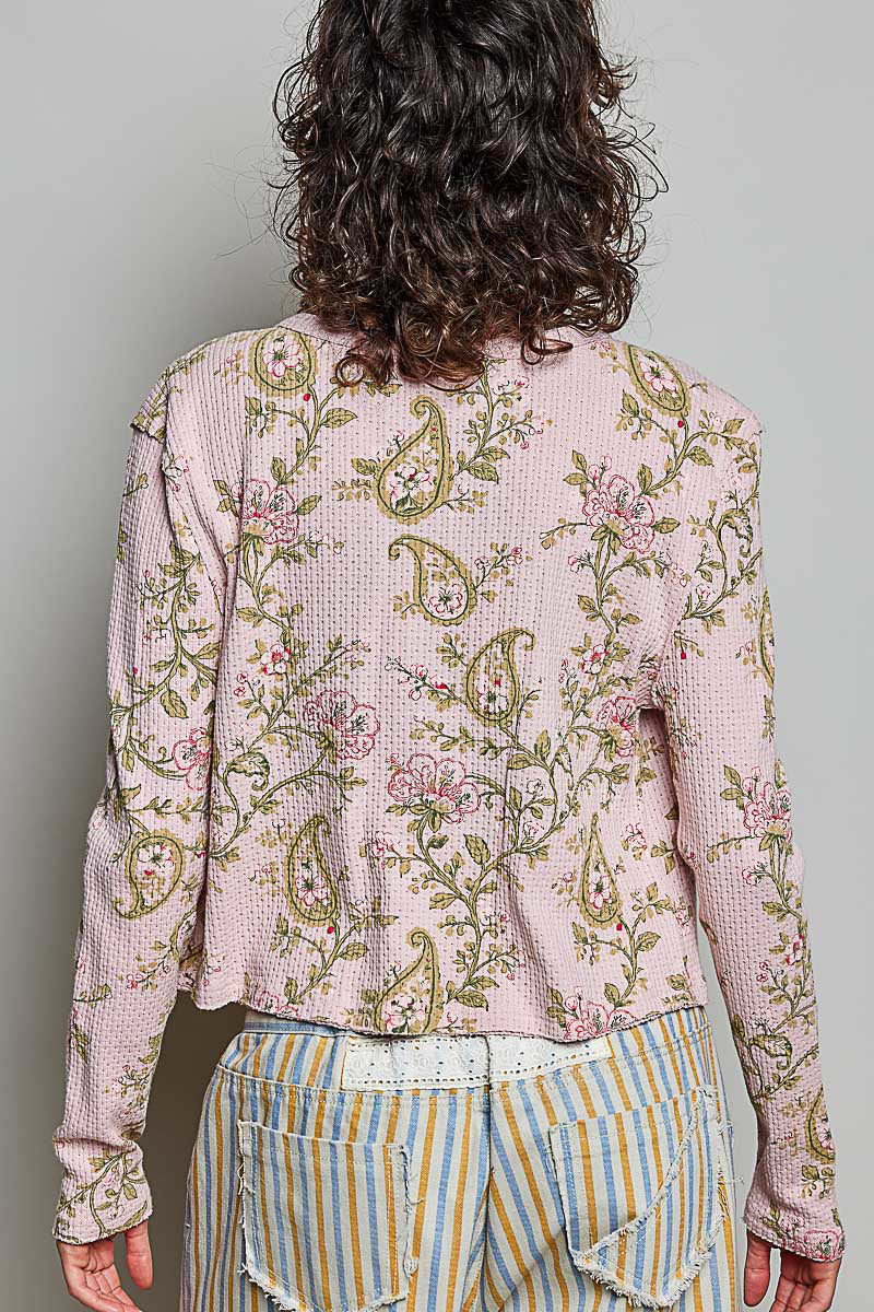 POL Floral Ribbed Knit Cardigan