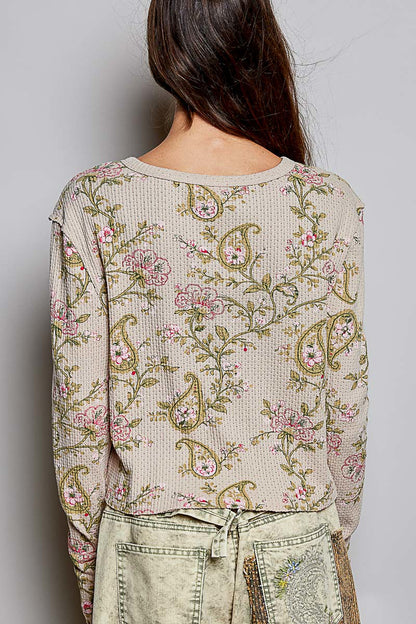 POL Floral Ribbed Knit Cardigan