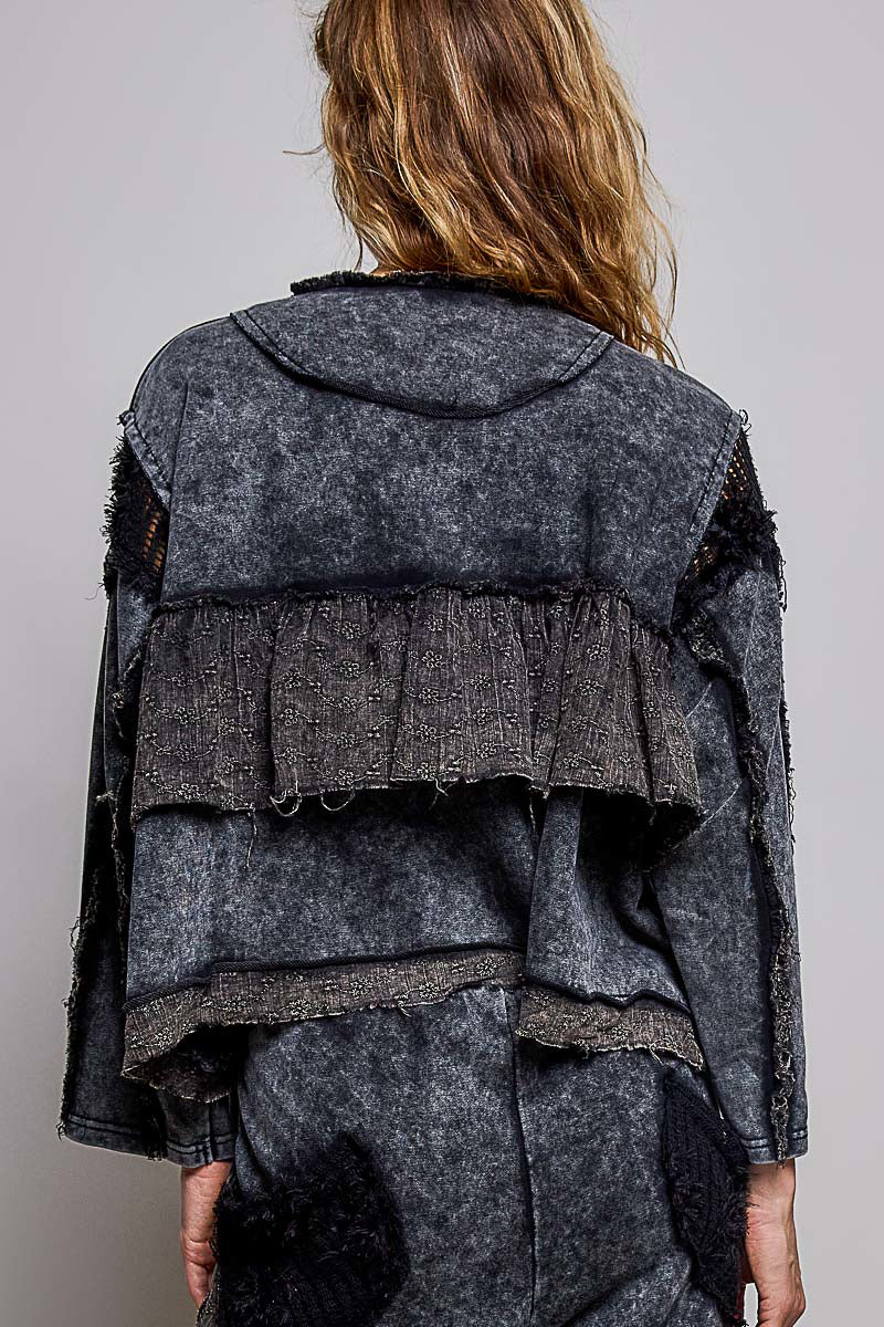 POL Vintage-washed pullover top