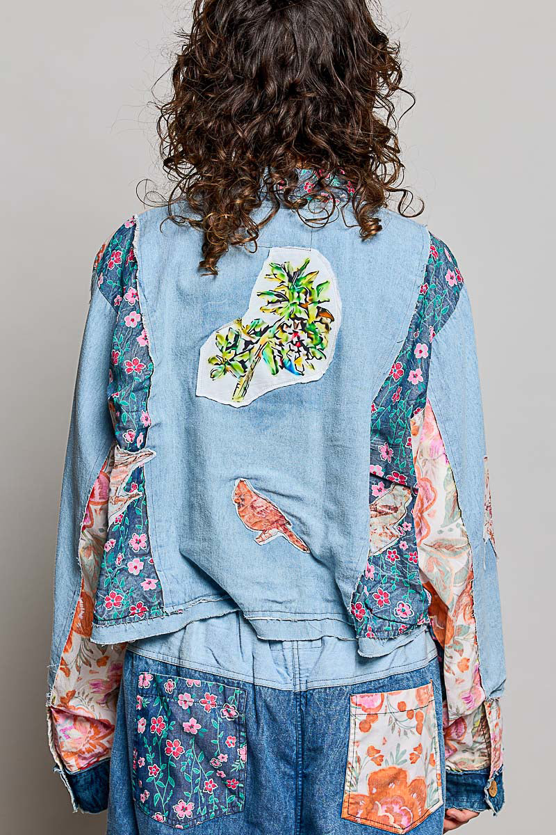 POL Wildflower Story Cropped Patchwork Jacket