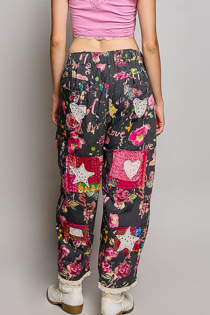 POL Straight Ankle Pants with Lace Trim