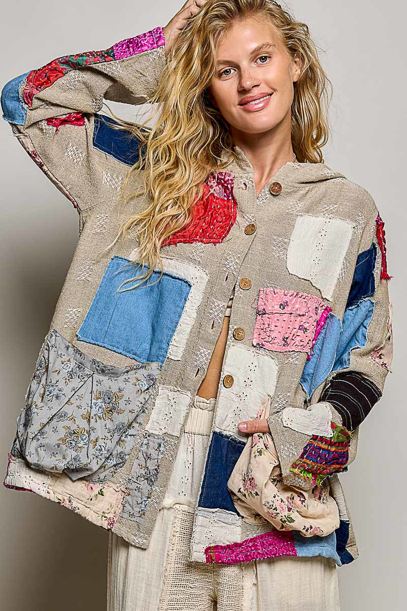 POL  Vintage patchwork hooded jacket