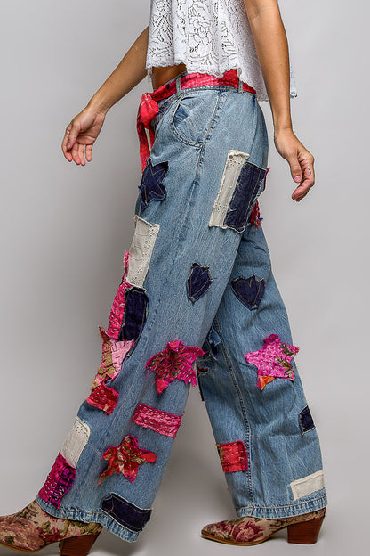 POL Vintage Patch Wide-Leg Denim