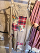 Jaded Gypsy Secret Meadows Overalls in Patchwork - washed linen overalls with vintage floral and plaid patchwork detail