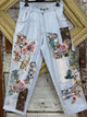 Paper Lace Denim Pants with Multiple Applique Pant