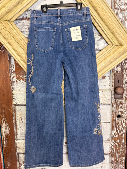 Charlie B  Flower and dequins Embroidered Denim Pants