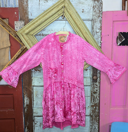 A Rare Bird Pink Eyelet Velvet Top