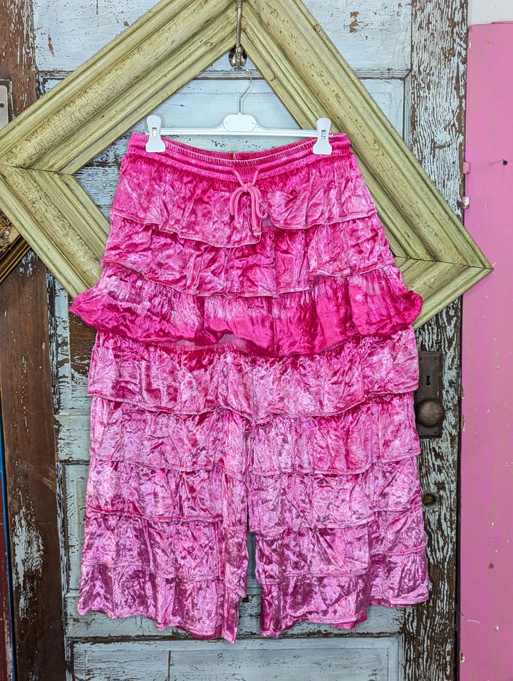 A Rare Bird Pink tiered Velvet Pants