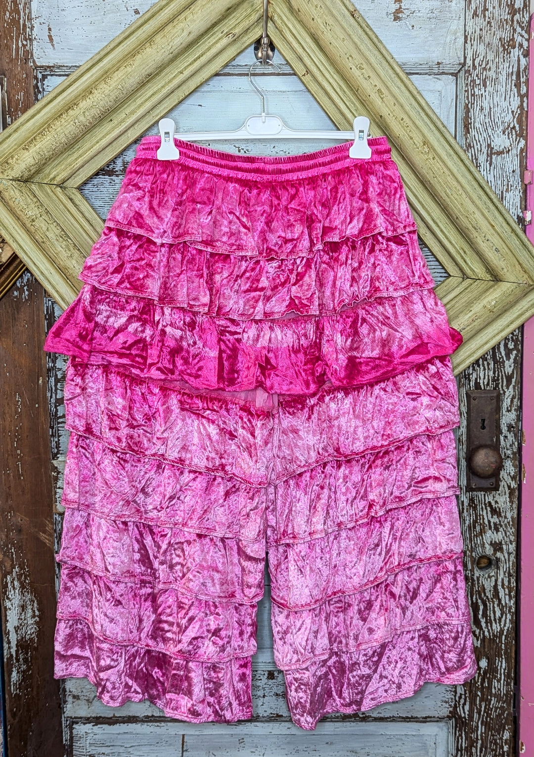 A Rare Bird Pink tiered Velvet Pants