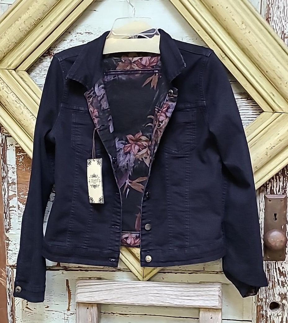 Black flower reversible jacket