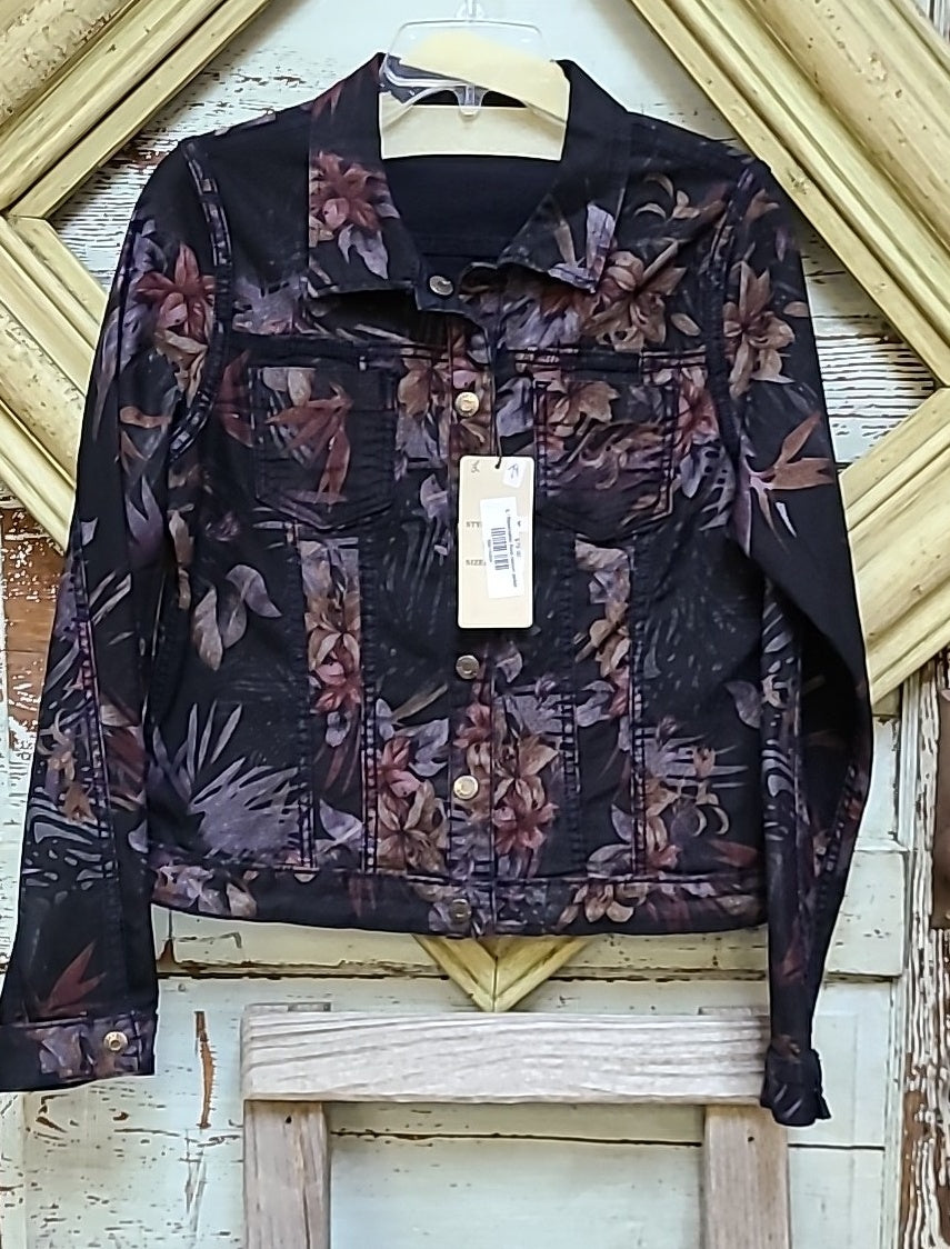 Black flower reversible jacket